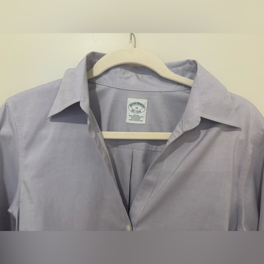 Women’s Brooks Brothers Lavender Tunic Button Up Cotton NonIron Top Shirt 12 - Picture 5 of 15